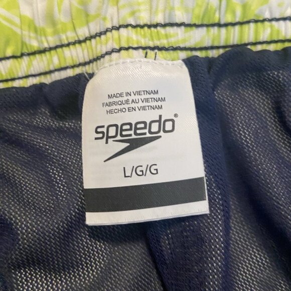 SPEEDO MENS L SWIM TRUNKS SHORTS DRAWSTRING ELASTIC WAIST MESH LINED Tropical - Picture 9 of 9
